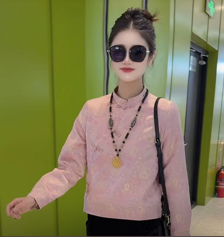 优雅新中式粉色衬衫2026春季新款精致国风盘扣上衣斜襟设计打底衫,女装/女士精品,上衣,淘宝优惠券,粉丝福利购,淘宝优惠卷