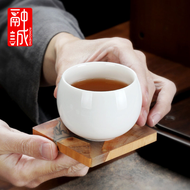 羊脂玉瓷单个素白主人杯陶瓷茶盏