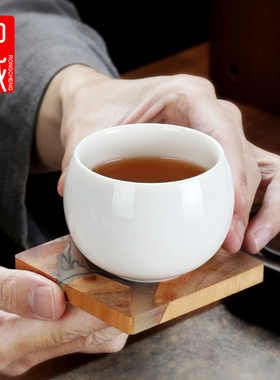 羊脂玉白瓷主人杯个人专用茶杯单个中式陶瓷品茗杯茶盏高端喝茶杯