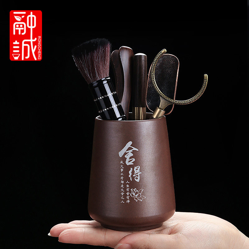 黑檀木茶道六君子套装茶针茶匙图片