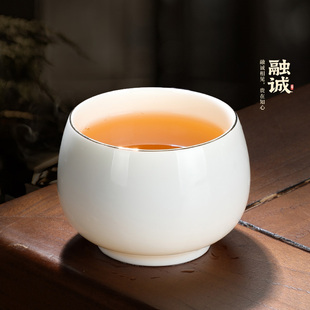 羊脂玉白瓷主人杯单杯茶盏陶瓷品茗杯个人专用茶杯高档功夫喝茶杯