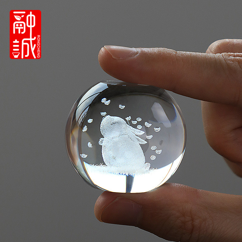 水晶玻璃望月兔子盖置