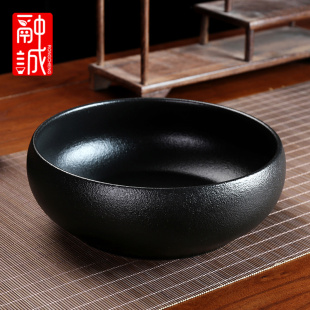 禅意笔洗特大号洗茶碗茶道水盂功夫茶具配件 陶瓷茶洗家用杯洗日式