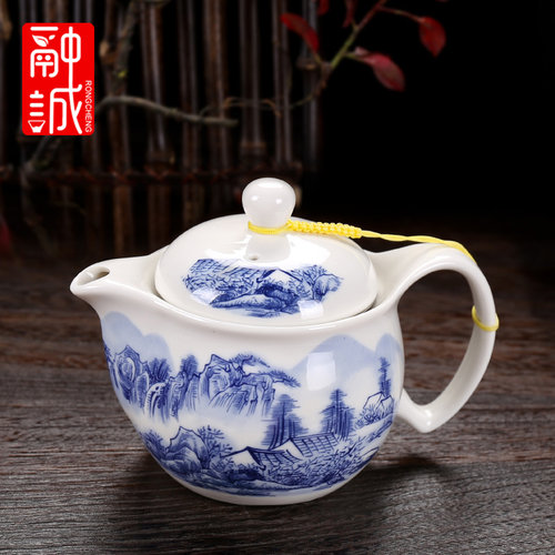 融诚茶壶大号双层单个耐热青花