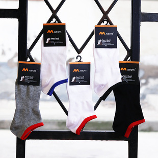 春夏男士彩边罗口束腰船袜薄款短袜运动袜子纯棉全棉舒适透气防臭