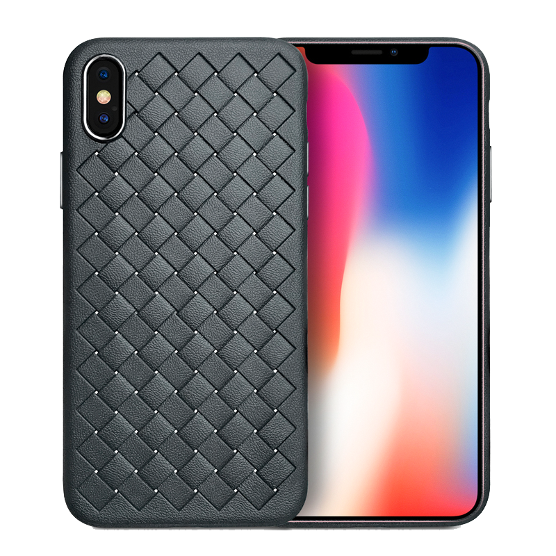适用iphoneX手机壳苹果xsmax编织XR皮纹超薄8x散热xr透气xs硅胶软壳10全包防摔保护套仿皮质bv女个性男新
