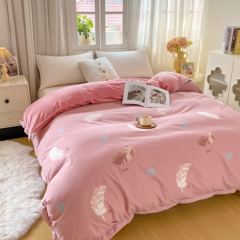 A面磨毛斜纹棉B面婴儿绒加绒被套