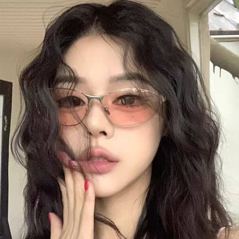 高级感复古y2k金属猫眼眼镜女大框素颜神器眼镜洋气韩版平光镜潮