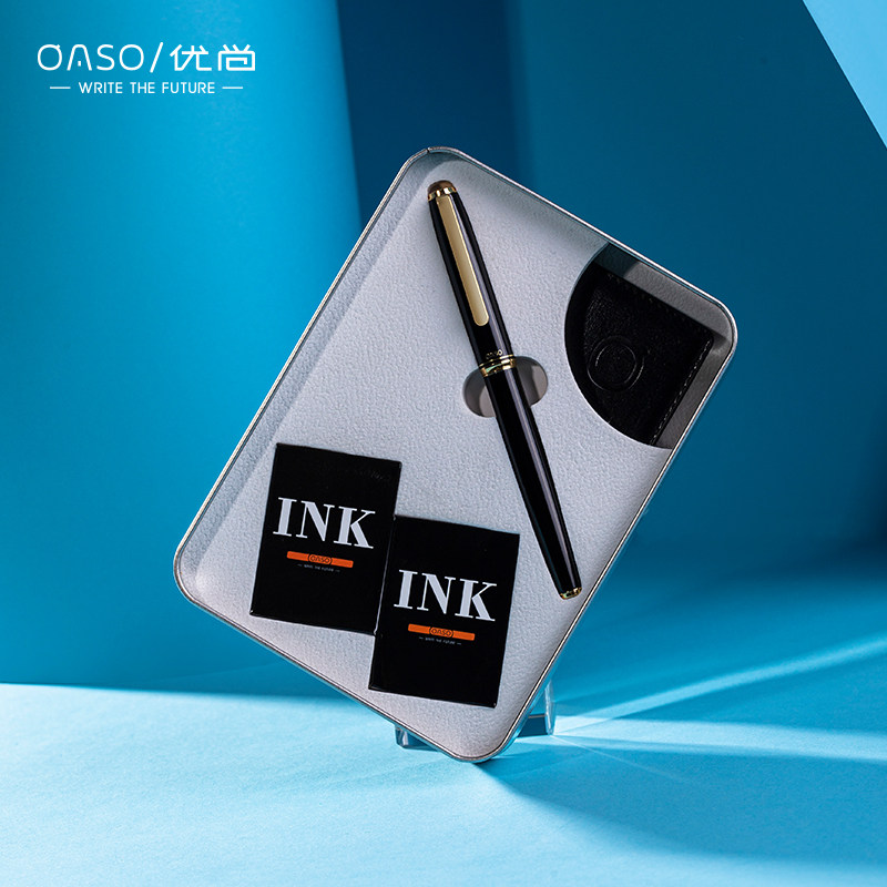 oaso优尚钢笔墨囊可替换吸墨器钢笔礼物商务送礼礼盒办公钢笔小学生专用练字笔美工弯尖练字笔记本钢笔套装