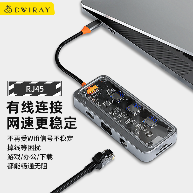 Type-C转换器适用于苹果电脑MacBook pro新款mac air笔记本网线转接头USB投屏hdmi线高清转接口扩展坞拓展坞