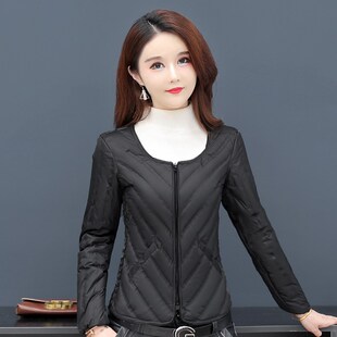 打底白鸭绒圆领棉袄短款 轻薄修身 新款 羽绒服女保暖内胆2025年冬季