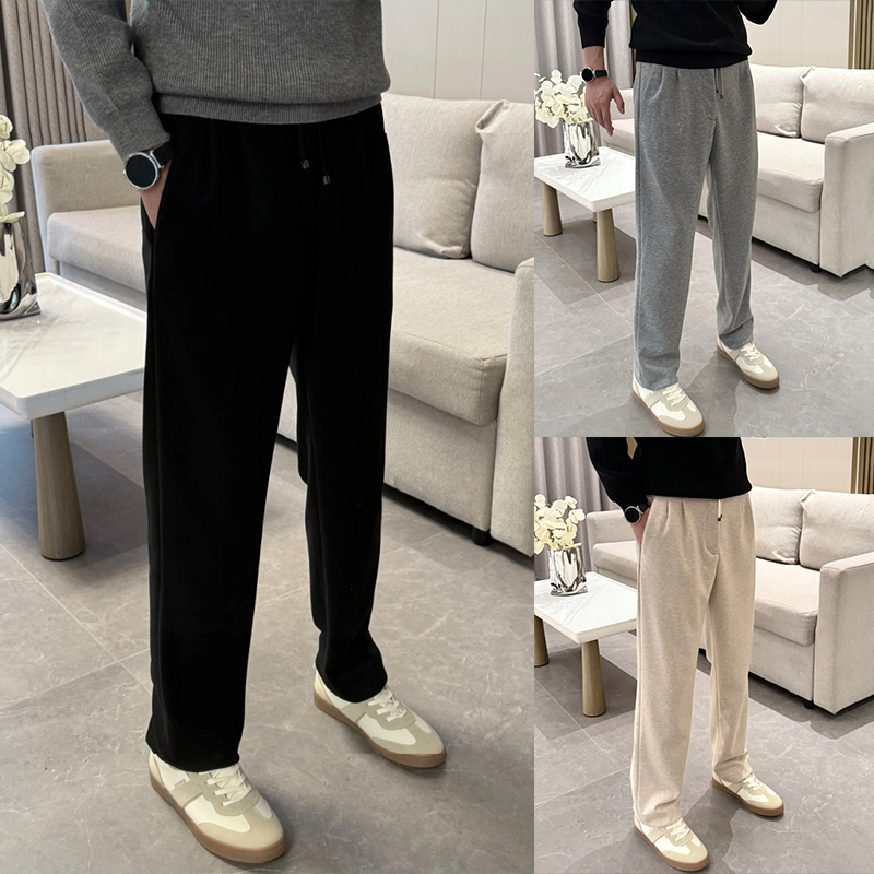 男士冬季新款慵懒风痞帅潮流纯色直筒裤松弛感宽松修身简约休闲裤
