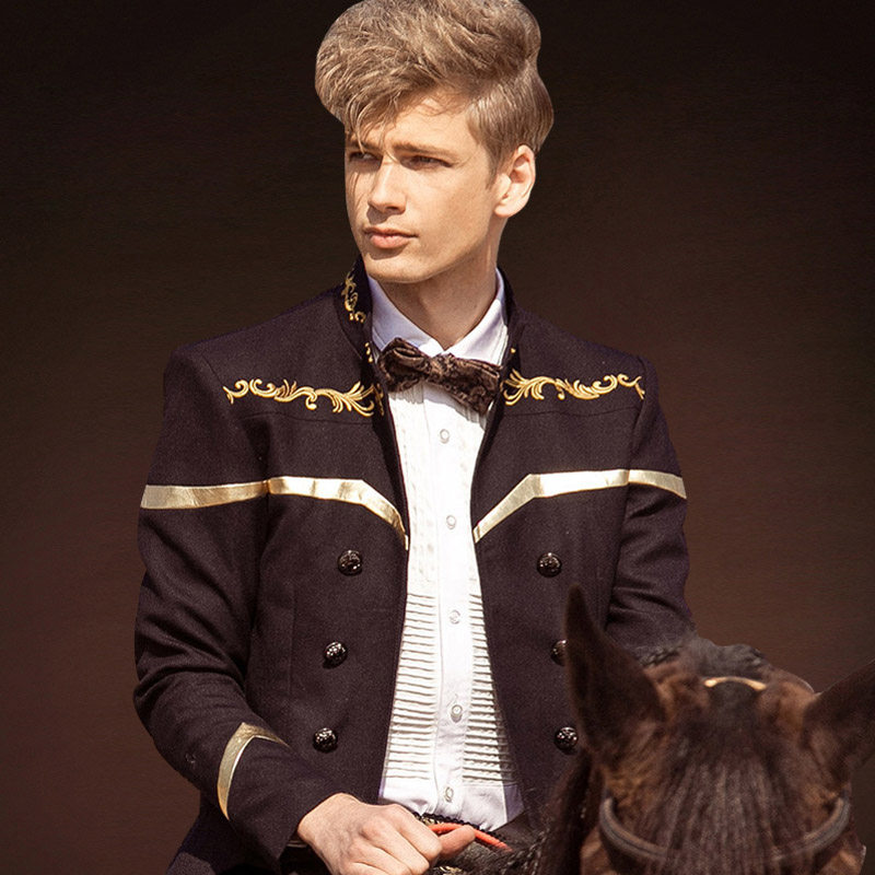 凡转潮牌大码男装几何刺绣小西装新郎结婚欧美风礼服外套男士西服