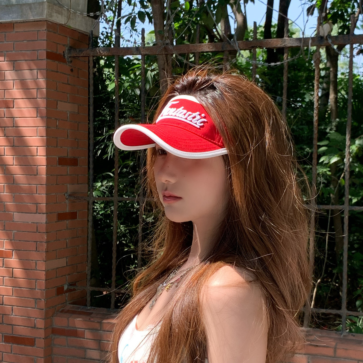 网红红色空顶帽女夏季遮阳帽户外防晒帽沙滩度假骑行显脸小太阳帽