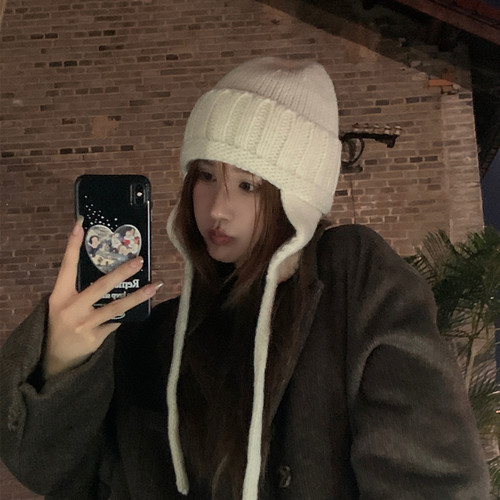 韩版护耳毛线帽女秋冬保暖针织帽