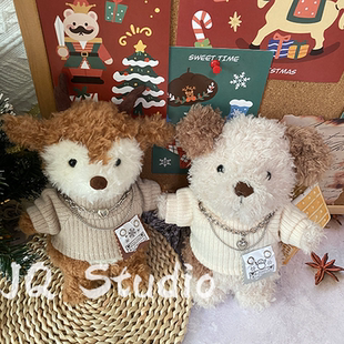 jellycat顽皮卷毛潦草18cm小狗毛绒玩偶男娃娃衣围巾毛衣眼镜相机