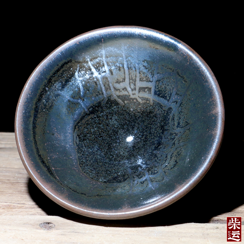 柴运通天银蚯蚓纹柴烧建盏铁盏门