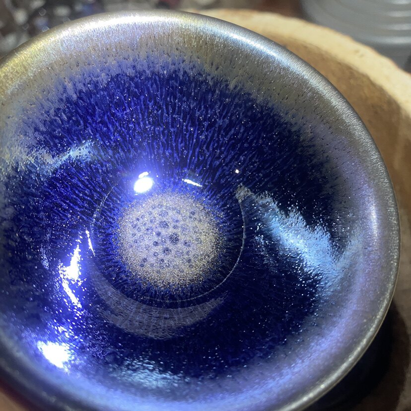 斗笠盏铁盏门龙窑柴烧蓝麟纹