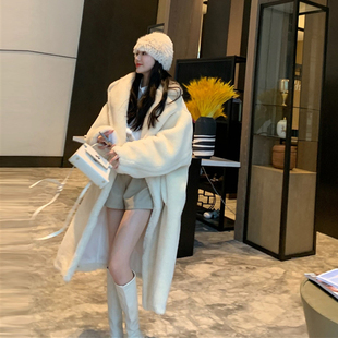 泰迪熊大衣女2026冬季中长款颗粒羊剪绒大衣廓形羊羔毛皮草外套