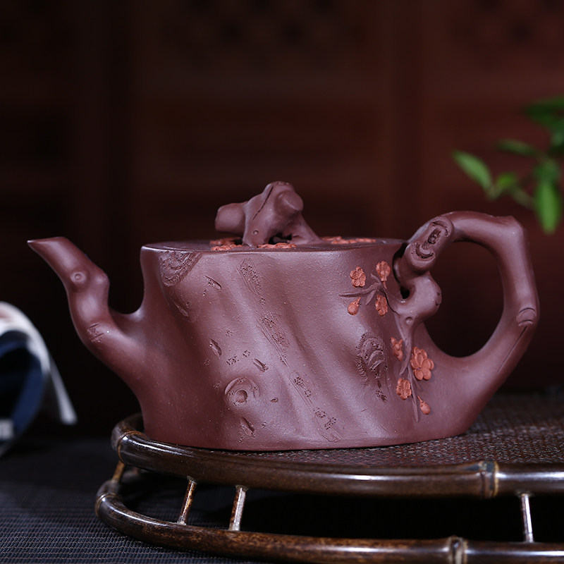 宜兴紫砂壶 原矿紫泥 梅桩壶 手工茶具 320毫升 茶壶