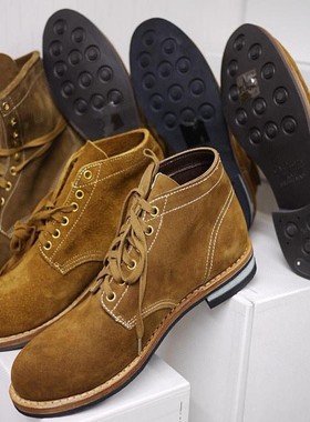 秋冬日潮复古visvim Brigadier花根头层牛翻毛皮中帮马丁靴男鞋