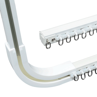 法瑞尔重型直轨可弯曲窗帘轨道加厚窗帘杆静音飘窗滑道单双轨侧装