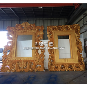 高档婚庆婚礼舞台背景摆件泡沫雕塑金色拱门欧式雕花镜框复古相框