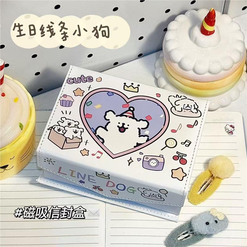 ins生日小狗磁吸信封卡盒少女心桌面发饰小物件收纳盒礼物包装盒