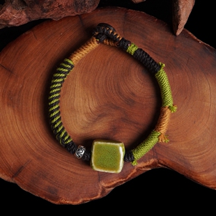 归林系列 |陶瓷方块原创设计手工编织固定手围手绳雅致特色不撞款