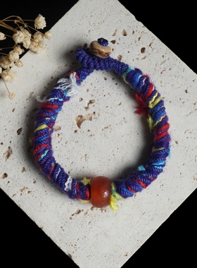 星野系列 |红玛瑙粗棉绳民族风纯手工编织固定手围原创设计不撞款