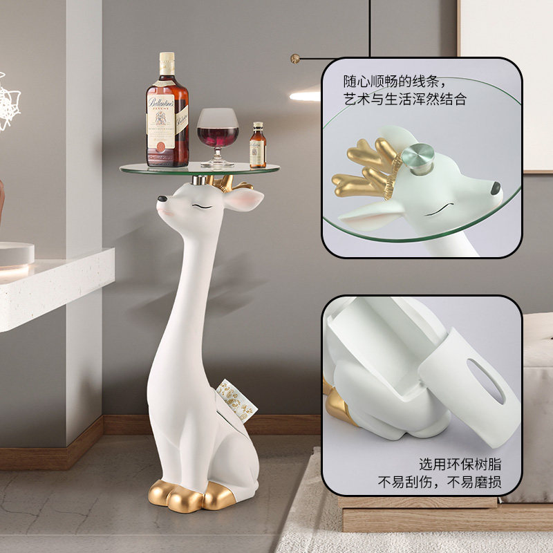 客厅创意装饰品沙发旁大型落地摆件简约家居北欧角几轻奢托盘收纳
