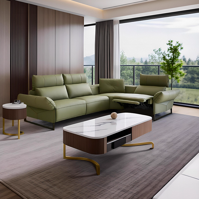 TOMO真皮头层牛皮沙发电动功能意式极简现代轻奢直排转角客厅家具