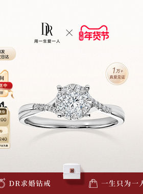 [新年礼物]DRBELIEVE 光芒扭臂款求婚钻戒钻石结婚戒指女WJ0191