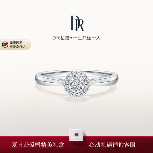 DR求婚钻戒圆形铂金钻石婚戒