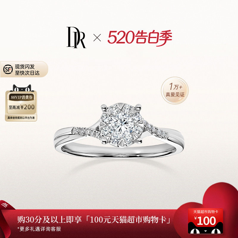 [礼物]DRBELIEVE 光芒扭臂款求婚钻戒钻石结婚戒指女WJ0191