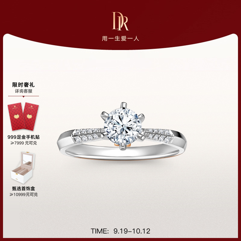 DR求婚钻戒经典六爪戒臂镶钻