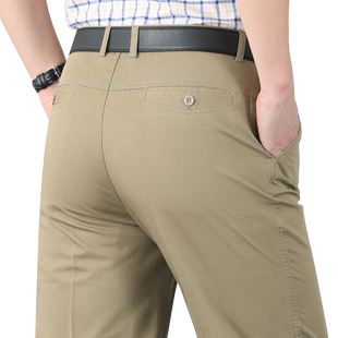 爸爸夏装裤子男款纯棉透气高腰宽松中老年休闲裤夏季薄款中年男裤