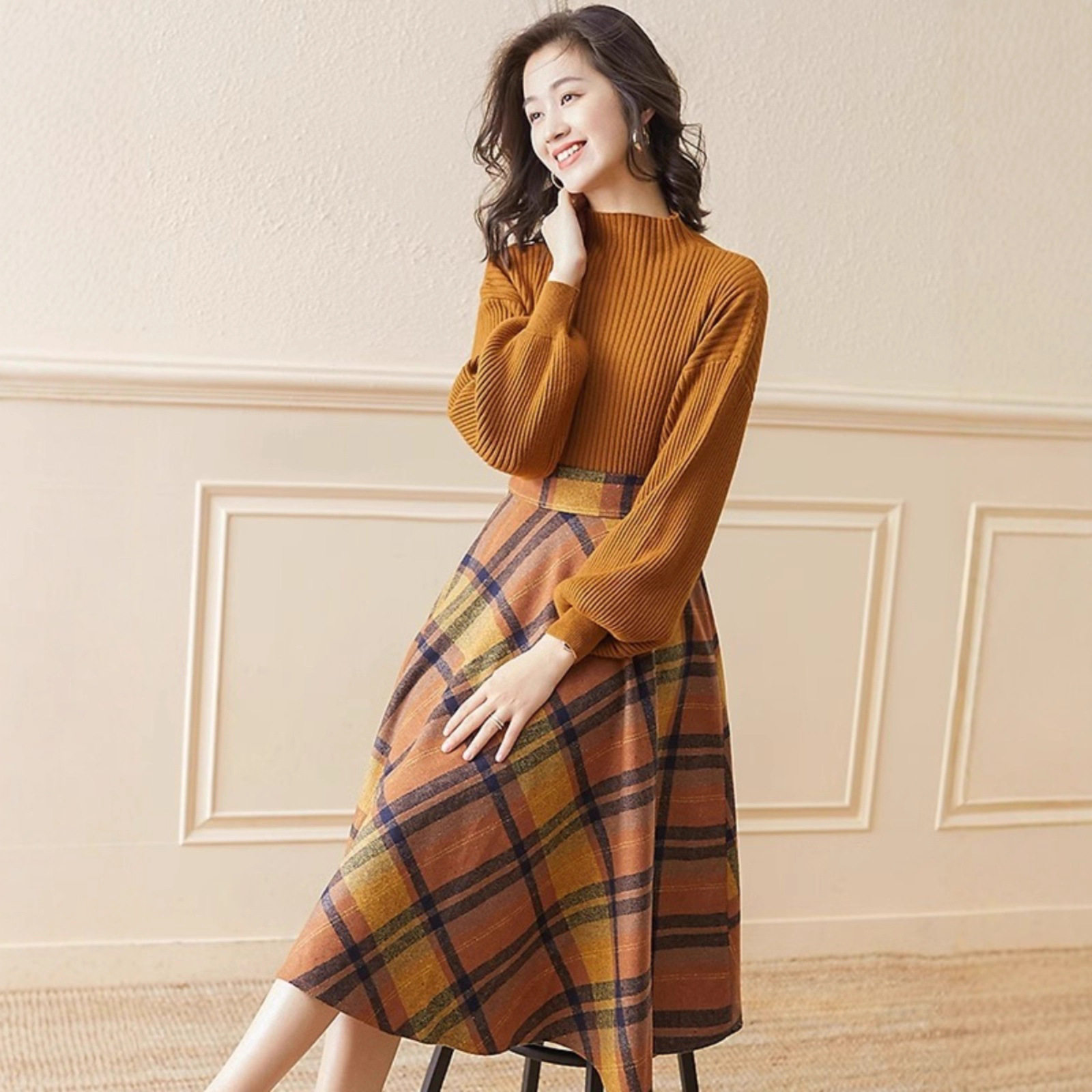 春秋季新款小香风套装裙气质高级感名媛毛衣半身裙子两件套秋冬