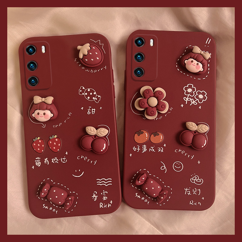 酒红色发财华为p40手机壳p30pro保护套p50pro液态p20p硅胶p40pro十全包+防摔por软壳5g版男女高级感网红新款