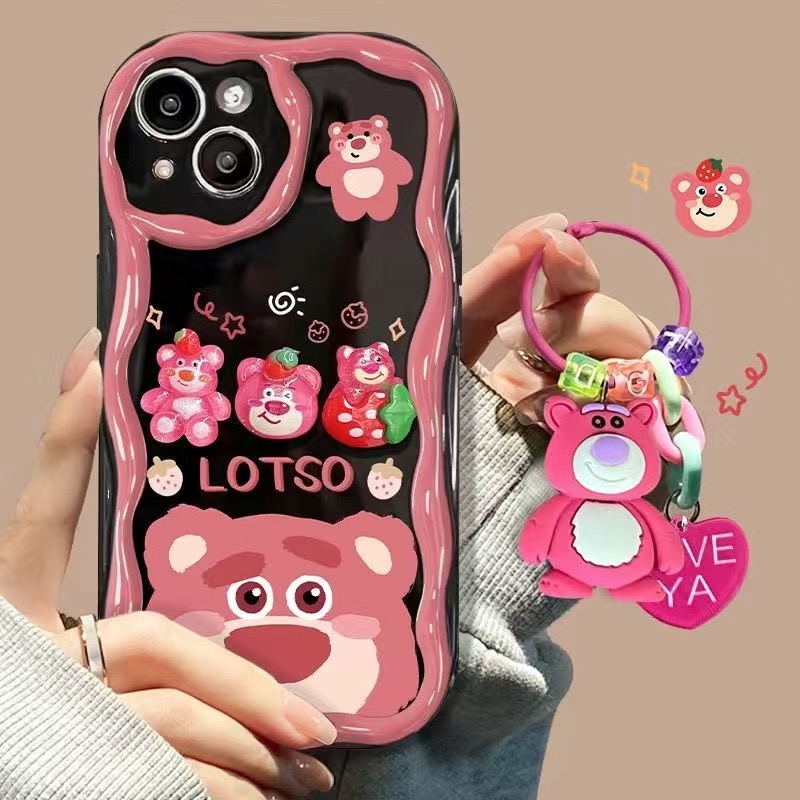 立体草莓熊适用opporeno10手机壳oppo findx6新款a96可爱reno9/8/7/6/4/3防摔k10真我GT女r17保护套a32/a1pro