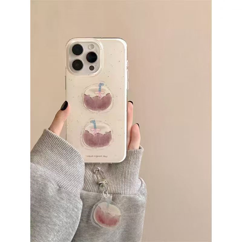 韩系ins风泼墨两个椰子适用苹果