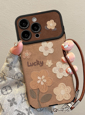 大视窗油画花朵适用苹果17promax手机壳iPhone16华为mate60pro新款pura70小米15小清新vivos19女opporeno13软