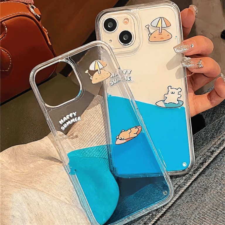 情侣冲浪小狗适用苹果16promax手机壳iPhone14pro保护套12Pro女15Plus小众11新款流沙壳15promax苹果13Promax