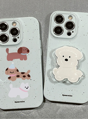 泼墨小狗适用vivos18手机壳vivox100/X90S支架x80/x70pro可爱iqoo12/neo9/Z8菲林s17网红s10女S15/s9e新款Y78