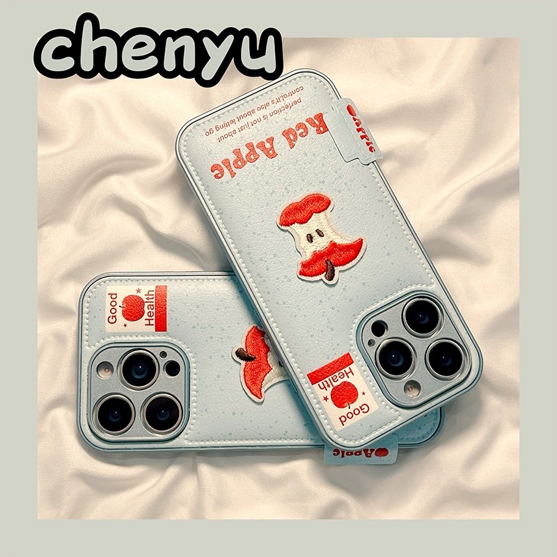 立体苹果刺绣适用苹果小米手机壳