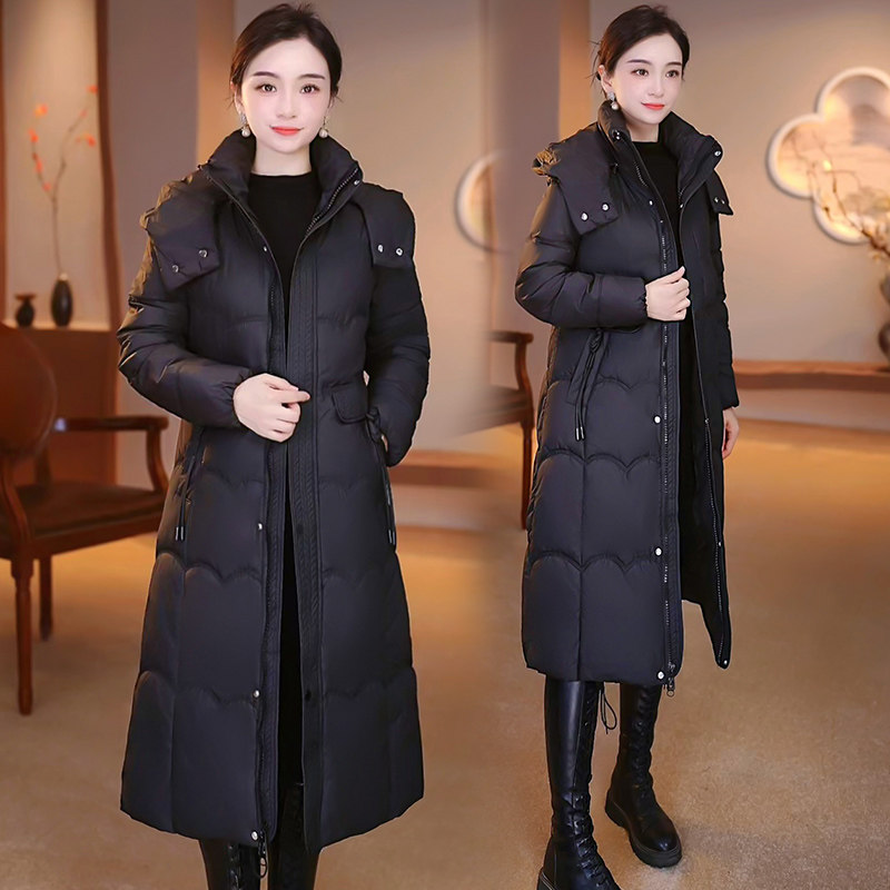 LIGGFOP冬季中长款连帽羽绒棉服