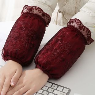 秋冬韩版女款蕾丝袖套女办公短款耐脏棉衣护袖成人家务羽绒服袖头