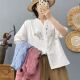 2026夏季 休闲百搭上衣 短袖 新款 重工刺绣双层棉纱衬衣女纯色五分袖