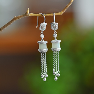 慕溪源和田玉古风路通流苏耳环2024新款爆款