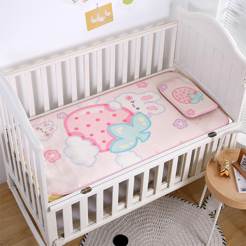 印花儿童冰丝凉席 幼儿园婴儿小床草席 夏天可水机洗凉垫两用